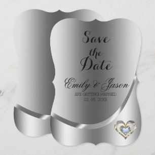 Invitation Arrière - plan Argent Et Coeur Diamant - Enregistr