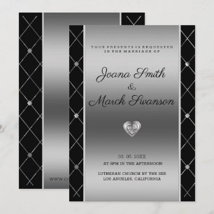 Invitation Arrière - plan Argent Et Mariage Coeur