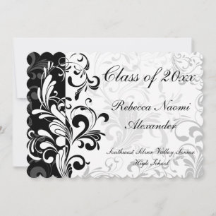 Invitation Arrière - plan blanc Swirl Graduation/Fête