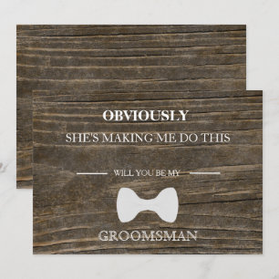 Invitation Arrière - plan De Bois Serez-Vous Mon Groomsman ?
