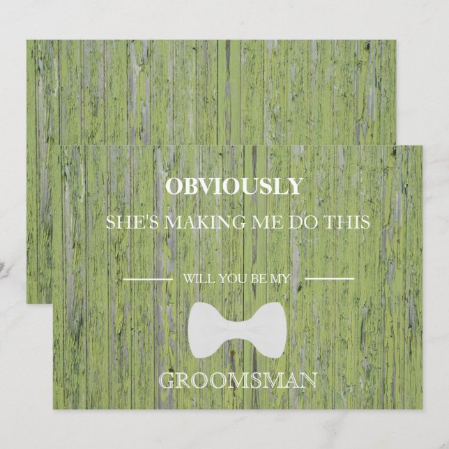 Invitation Arrière - plan De Bois Serez-Vous Mon Groomsman ? (Devant / Derrière)