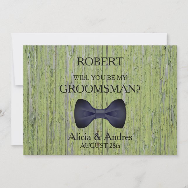 Invitation Arrière - plan de bois Serez-vous mon Groomsman ? (Devant)