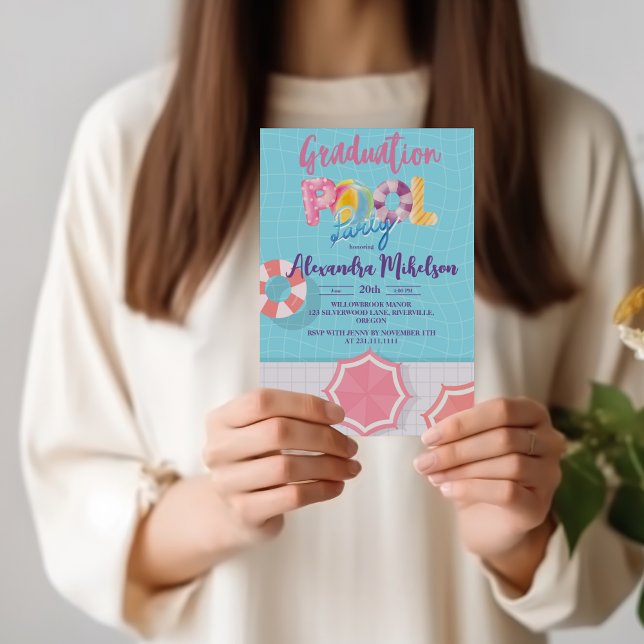 Invitation Arrière - plan de la fête de la piscine bleu foncé (Créateur téléchargé)