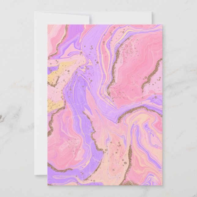 Invitation Arrière - plan en marbre - rose & violet (Devant)