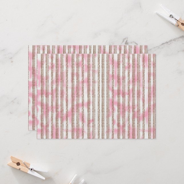 Invitation arrière - plan rayé rose et blanc (Devant/Arrière en situation)