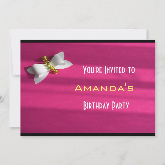 Invitation Arrière - plan rose avec un cou blanc Anniversaire (Devant)