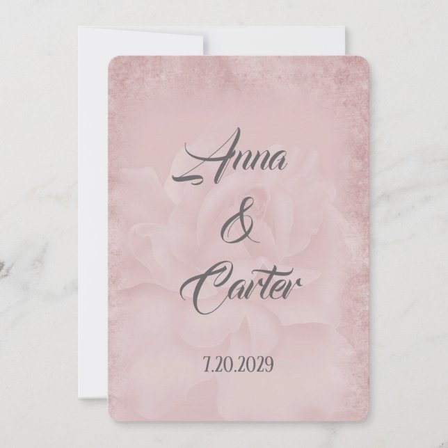 Invitation Arrière - plan Rose Mariage rose vif (Devant)