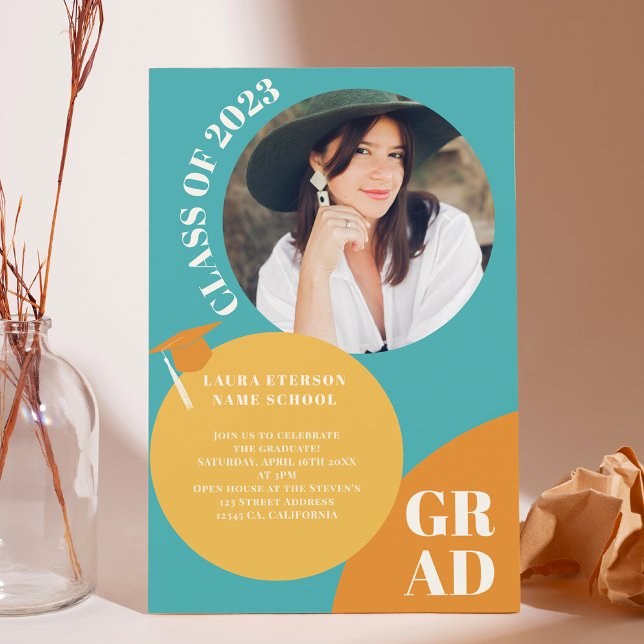 Invitation Arrondissement de bouho bleu moutarde 5 photos gra (Créateur téléchargé)