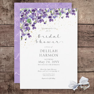 Invitation Arrosoir de mariage aux violettes aquarelles viole