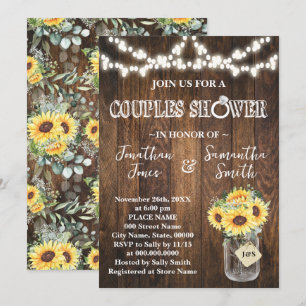 Invitation Arrosoir de tournesols rustiques pour couples