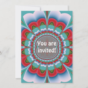 Invitation Art abstrait de mandala psychédélique rétro en fle
