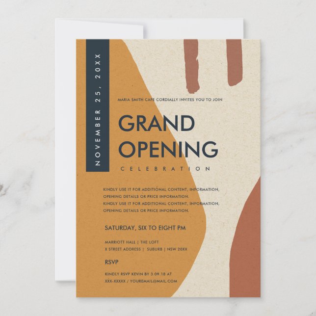 INVITATION ART ABSTRAIT MODERNE ORANGE ROUILLE VERNISSAGE (Devant)