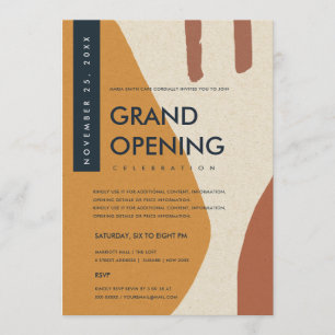 INVITATION ART ABSTRAIT MODERNE ORANGE ROUILLE VERNISSAGE