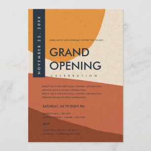 INVITATION ART ABSTRAIT MODERNE ORANGE ROUILLE VERNISSAGE