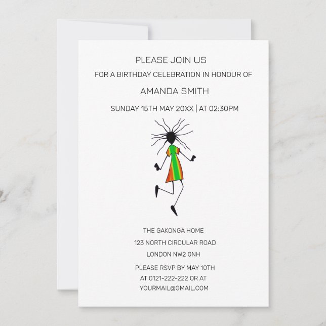 Invitation Art africain Moderne Danseur abstrait Anniversaire (Devant)