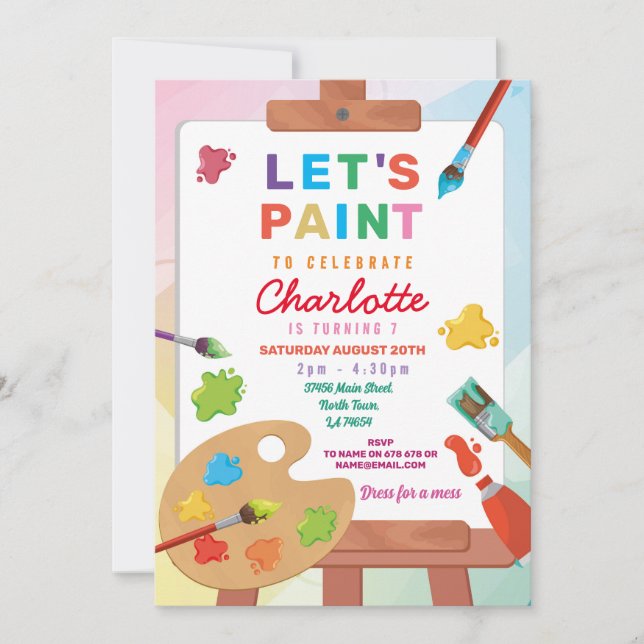 Invitation Art Anniversaire Peinture Fête Peinture Artisanat  (Devant)