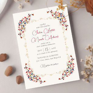 Invitation Art Botanique de luxe Floral Paisley Mariage photo