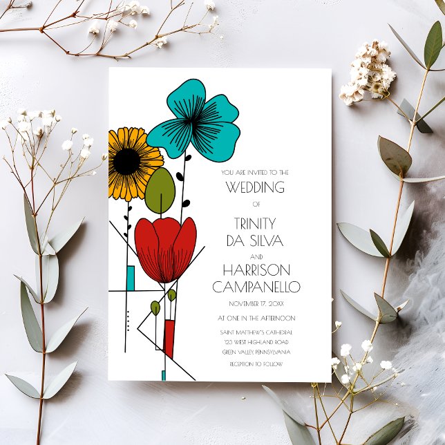 Invitation Art contemporain Nouveau Floral Mariage (Créateur téléchargé)