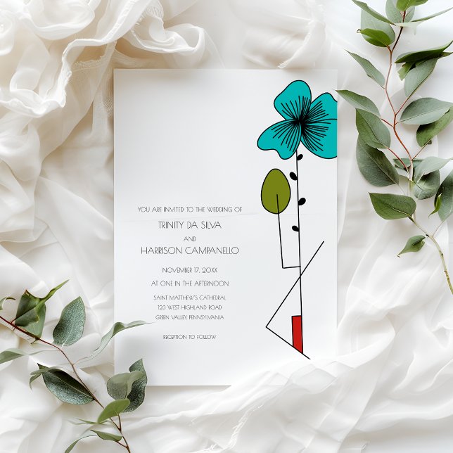 Invitation Art contemporain Nouveau Floral Mariage (Créateur téléchargé)