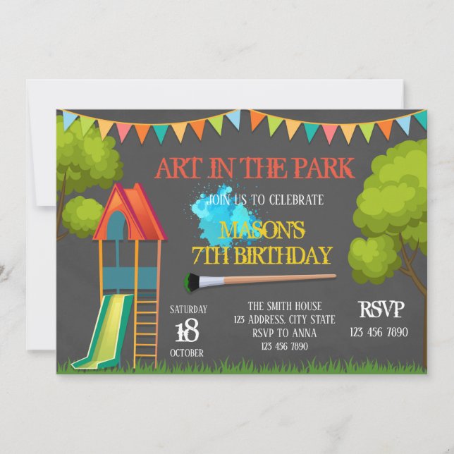Invitation Art dans l'invitation de partie de parc (Devant)