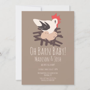 Invitation Art de Baby Shower Ferme Animaux Poulaillier
