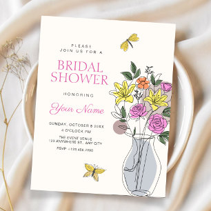 Invitation Art de bouquet de fleurs minimaliste pour baby sho
