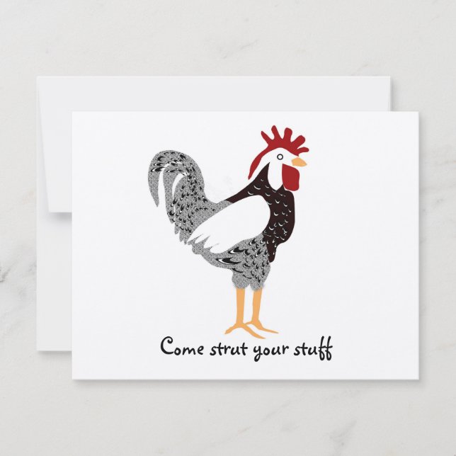 Invitation Art de coq : Cadeaux de dentelle noirs de poulet (Devant)