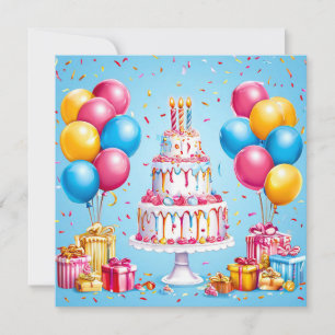 Invitation Art de fête d'anniversaire coloré