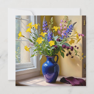 Invitation Art de floraisons bleu jaune pourpre