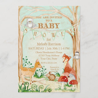 Invitation Art de hibou de lapin de Fox de cerfs communs