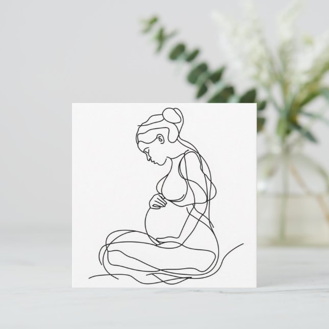 Invitation Art de la ligne femme enceinte (Debout devant)