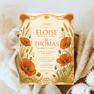 Invitation Art de mariage vintage poppy botanique de fleurs s