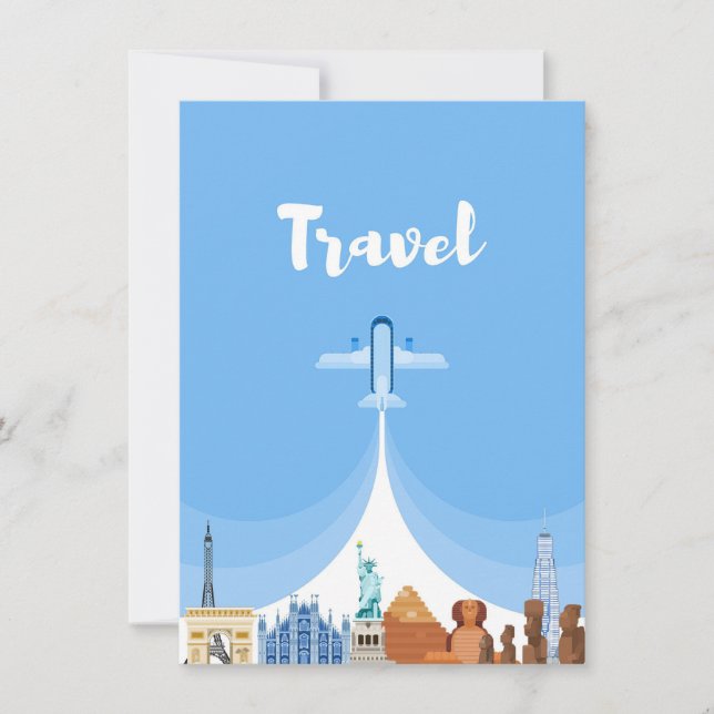 Invitation Art de voyage Voyage autour du monde (Devant)