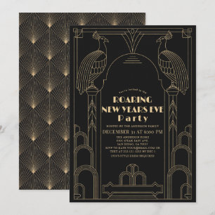 Invitation Art Déco 1920 Gatsby Peacock Nouvel An Eve