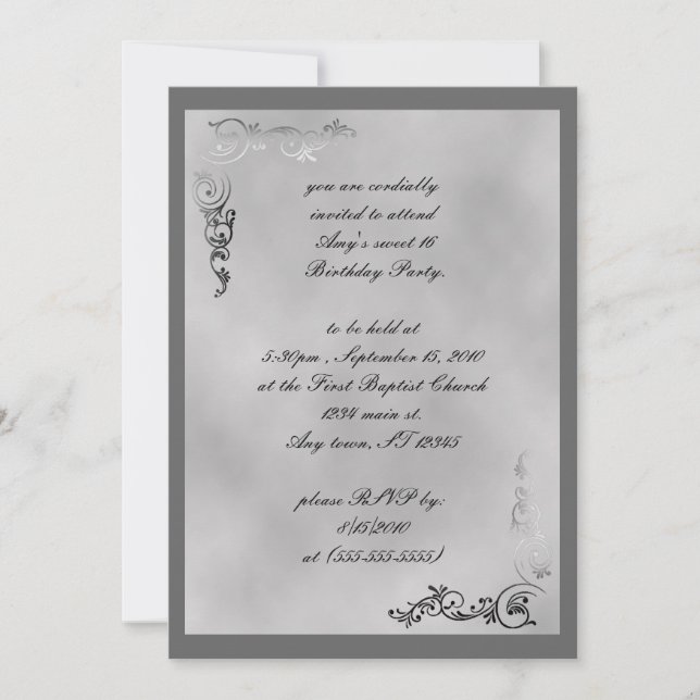 Invitation Art Déco à motif élégant de parchemin a (Devant)