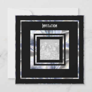 Invitation Art Déco Argent Noir Ajoutez Votre Phot