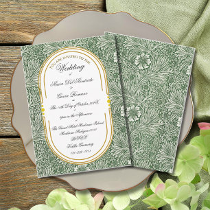Invitation Art Déco Art Nouveau Floral Or Tone Sea Life