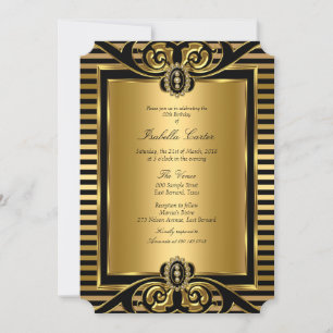 Invitation Art Déco Bande Or Noir Anniversaire Partie 2