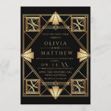 Art Deco Black Gold Frame Wedding