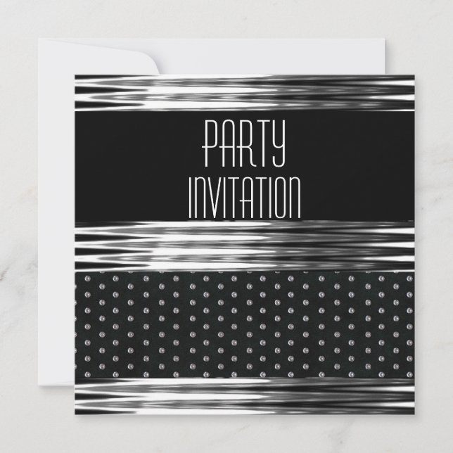 Invitation Art Déco Black Silver Spot (Devant)