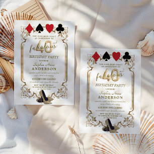 Invitation Art Deco Casino Poker 40 ans et Fabulux Anniversai