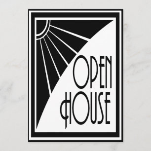 Invitation Art Déco Chic Maison Ouverte sur mesure en noir et