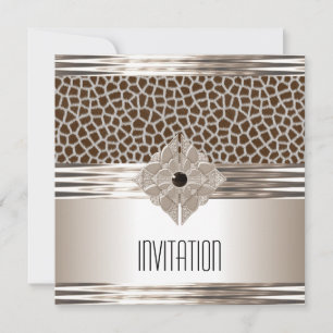 Invitation Art Déco crème Poster de animal beige