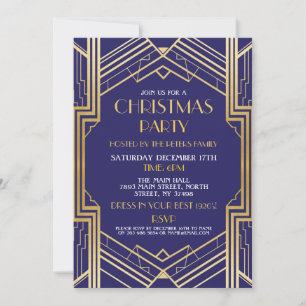 Invitation Art déco de Noël Gatsby Party Gold des 