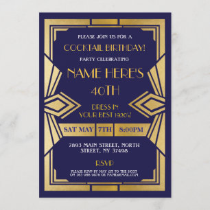 invitation Art déco des années 1920 Gatsby Party N