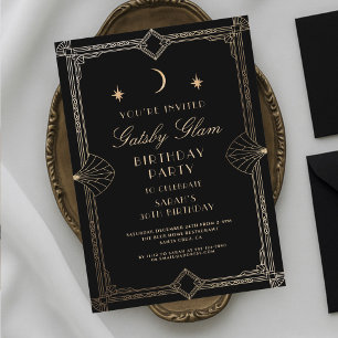 Invitation Art Déco élégant Black Gold 20s Classic Anniversai