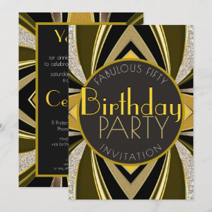 Invitation Art Déco Fabuleux 50 Anniversaire Gatsby Party