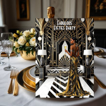 Art déco fabuleux Ethnic Woman Gold Black White