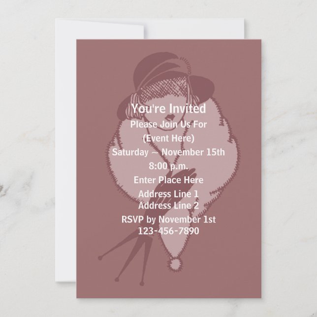 Invitation Art Déco Fashion Lady En Design Casquette (Devant)