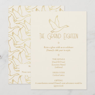 Invitation Art Déco Filigrane d'Or   Anniversaire 18 ans d'Oi